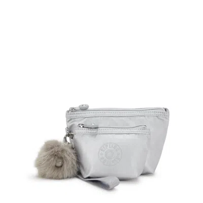 Kipling Shawna Metallic Pouch Set In Silver