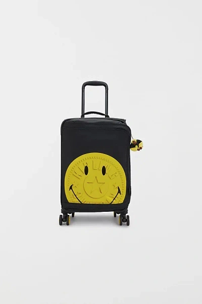Kipling Smiley Spontaneous Carry-on Rolling Luggage In Yellow Fun Black At Urban Outfitters
