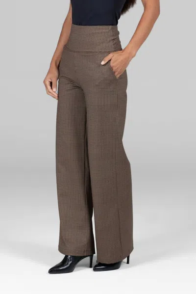 Kiragrace High Waist Wide Leg Pant In Tiny Houndstooth In Multi