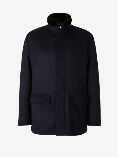 Kired Cashmere Fur Coat In Blue