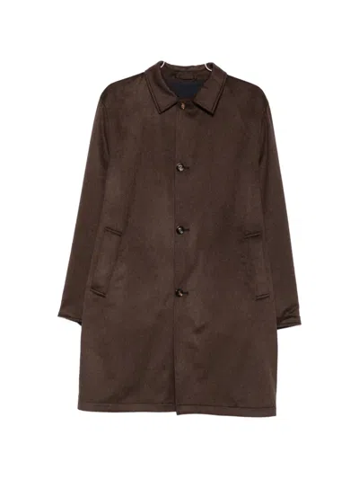 Kired Cashmere Single-breasted Coat In Brown