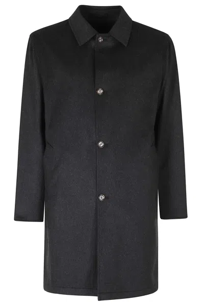 Kired Charcoal Double Cash Reversible Cashmere-blend Parka In Black