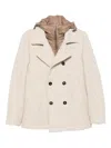 Kired Herringbone Double-breasted Coat In Neutral