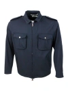 KIRED JACKET IN SPECIAL STRETCH WATER-REPELLENT WOOL CANVAS FABRIC WITH STANDING COLLAR AND PATCH POCKETS 