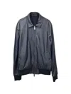 Kired Leather Bomber Jacket In Blue