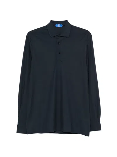 Kired Long-sleeve Polo Shirt In Blue