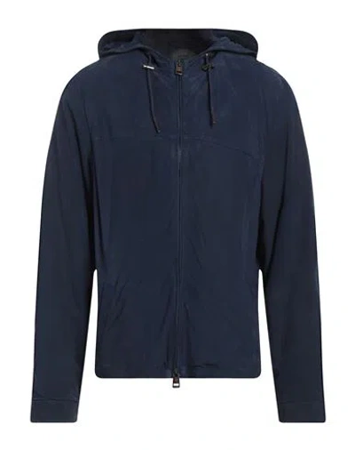 Kired Man Jacket Blue Size 44 Lambskin, Polyester In Black