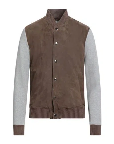 Kired Man Jacket Brown Size 38 Lambskin, Cotton