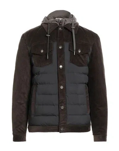 Kired Man Jacket Dark Brown Size 40 Cotton, Rubber, Polyester, Zamak, Virgin Wool