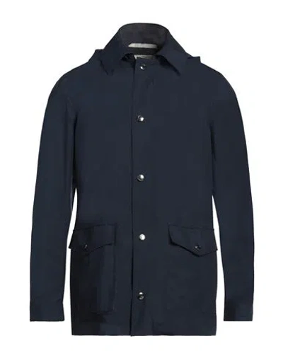 Kired Man Jacket Navy Size 46 Virgin Wool, Elastane, Lambskin In Navy Blue