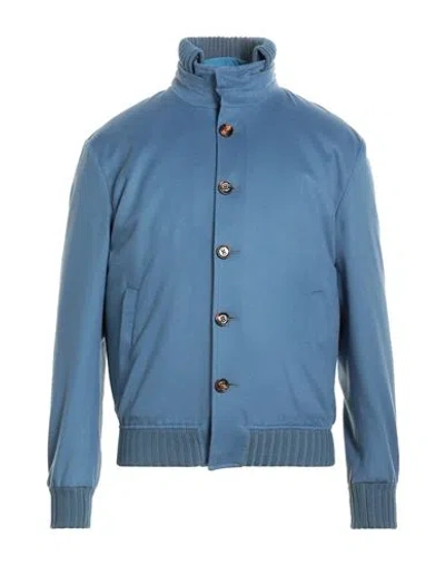 Kired Man Jacket Slate Blue Size 40 Cashmere, Polyamide