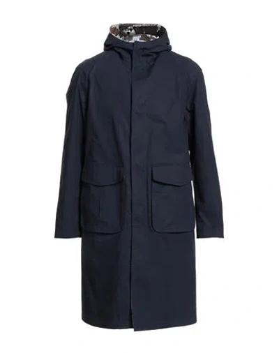 Kired Man Overcoat & Trench Coat Navy Size 44 Cotton, Elastane In Blue