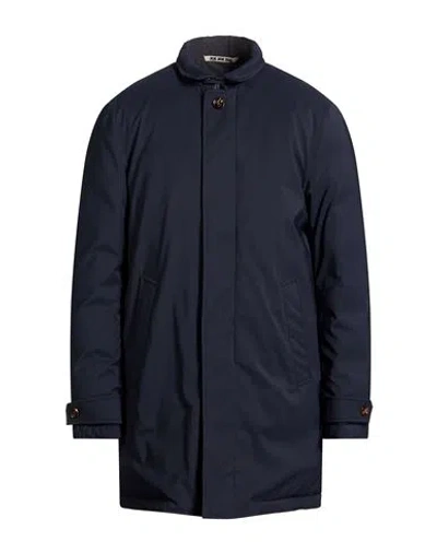Kired Man Puffer Navy Size 36 Virgin Wool, Nylon, Silk, Elastane In Blue