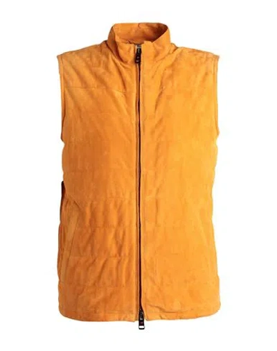 Kired Man Vest Orange Size 40 Lambskin