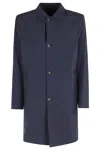 Kired Midnight Blue Reversible Buttoned Polyamide Coat In Blue