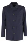 Kired Midnight Blue Reversible Buttoned Polyamide Jacket In Blue