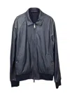 Kired Leather Bomber Jacket In Blue