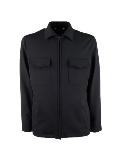Kired Pocket-detail Zip-up Shirt Jacket In Black