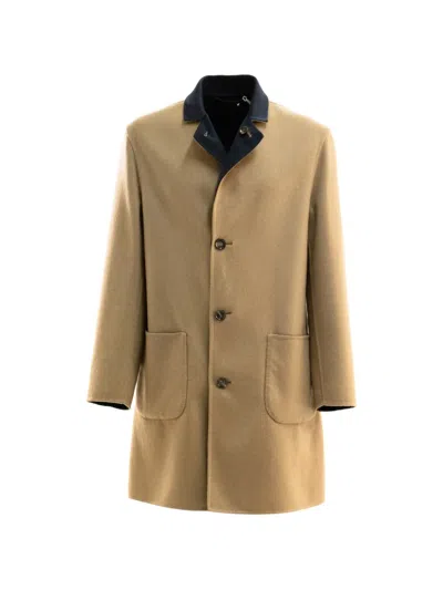 Kired Reversible Double-breasted Coat In Brown