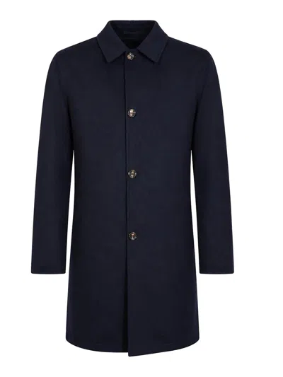 Kired Reversible Peak Coat In Blue