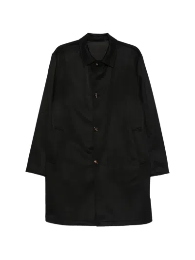 Kired Reversible Single-breasted Spread-collar Coat In Black