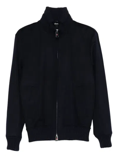 Kired Ribbed-knit Zip-up Jacket In Black