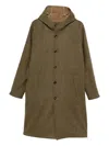 Kired Single-breasted Hooded Coat In Brown