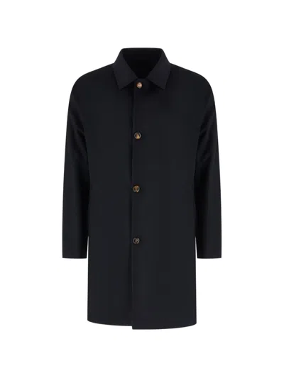 Kired Single-breasted Spread-collar Coat In Black