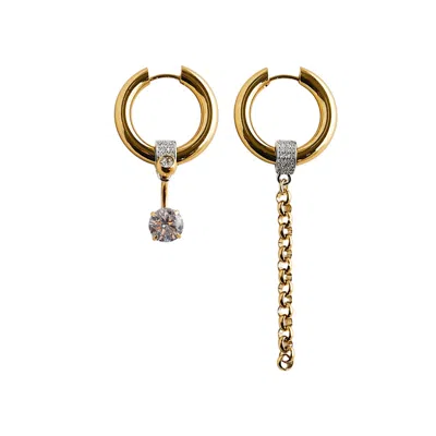 Kirei Women's Gold / Silver Frost Earrings – Gold Finish & Cubic Zirconia In Multi