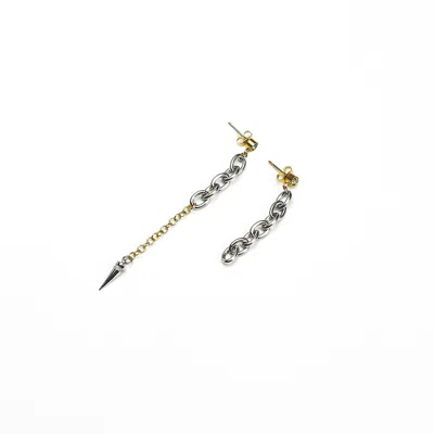 Kirei Women's Gold / Silver Haze Earrings – Asymmetric Chains & Crystal In Multi