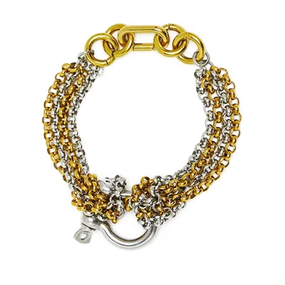 Kirei Women's Gold / Silver Link Chain Bracelet With Shackle Clasp In Multi