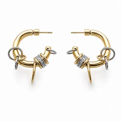 Kirei Women's Gold / Silver Node Gold Two-tone Pavé Hoop Earrings In Gold/silver