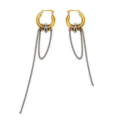 Kirei Women's Gold / Silver Offset Two-tone Asymmetric Chain Drop Earrings In Gold/silver