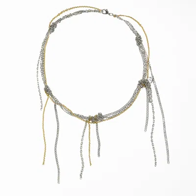 Kirei Women's Gold / Silver Tangle Stainless Steel Multi Chain Necklace