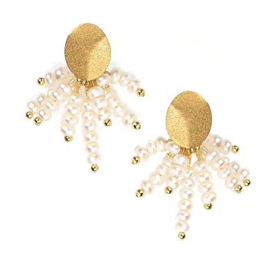Kirei Women's Gold / White Alborán Pearl Cluster Earrings