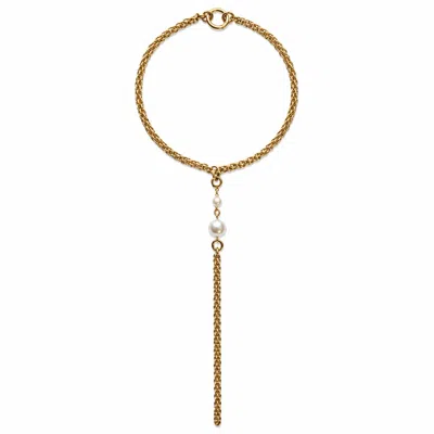 Kirei Women's Gold / White Drift Pearl Lariat Necklace In Multi