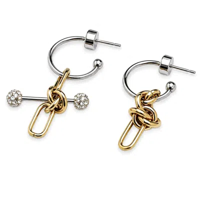 Kirei Women's Silver / Gold Axis Steel Asymmetric Hoop Earrings In Silver/gold
