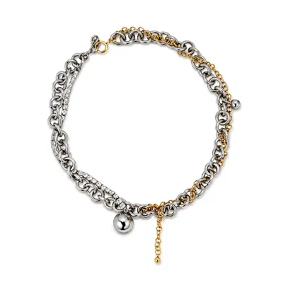 Kirei Women's Silver / Gold Orbit Two-tone Layered Chain Necklace In Silver/gold