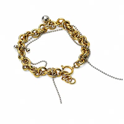 Kirei Women's Silver / Gold Overlay Gold Layered Chain Bracelet In Silver/gold
