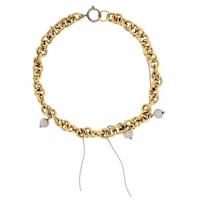 Kirei Women's Silver / Gold Trace Two-tone Pavé Chain Necklace In Silver/gold