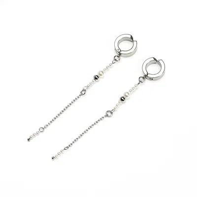 Kirei Women's Silver Riot Ear Cuff – Stainless Steel & Shell Pearls