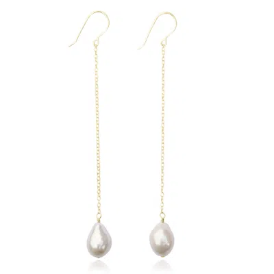 Kiri & Belle Women's Alina Long Chain Pearl Gold Filled Earrings