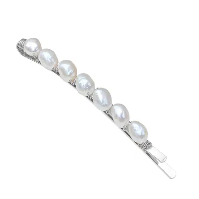 Kiri & Belle Women's Alyssa Freshwater Pearl Silver Hair Slide - Short