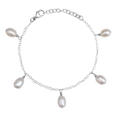 Kiri & Belle Women's Annalise Pearl Drop Charm Sterling Silver Bracelet