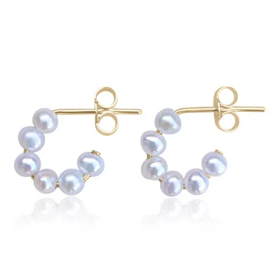 Kiri & Belle Women's Celia Pearl Stud Hoop Gold Filled Earrings