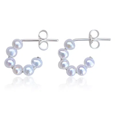 Kiri & Belle Women's Celia Pearl Stud Hoop Sterling Silver Earrings