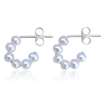 Kiri & Belle Women's Celia Pearl Stud Hoop Sterling Silver Earrings In Gray