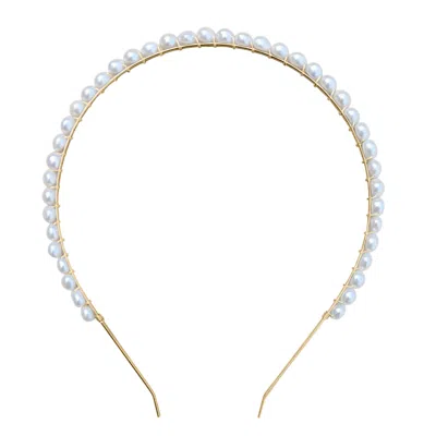 Kiri & Belle Women's Cici Freshwater Pearl Gold Metal Headband