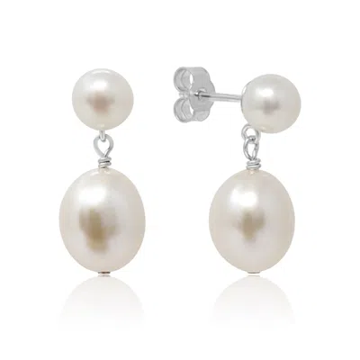 Kiri & Belle Women's Eloise Pearl Stud Drop Sterling Silver Earrings