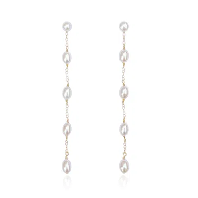 Kiri & Belle Women's Emilie Long Pearl Gold Filled Earrings